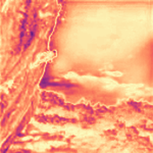 Colour error map: dark on the cliff, light on the sky
