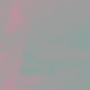 The a-star channel alone: faint pink on the rock, faint green in the shadows, grey elsewhere
